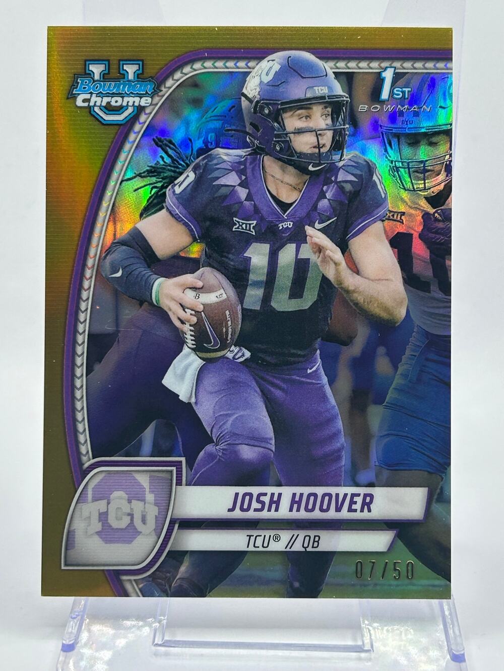 2024 Bowman Chrome University Josh Hoover Gold Refractor 7/50 SP TCU Indiana
